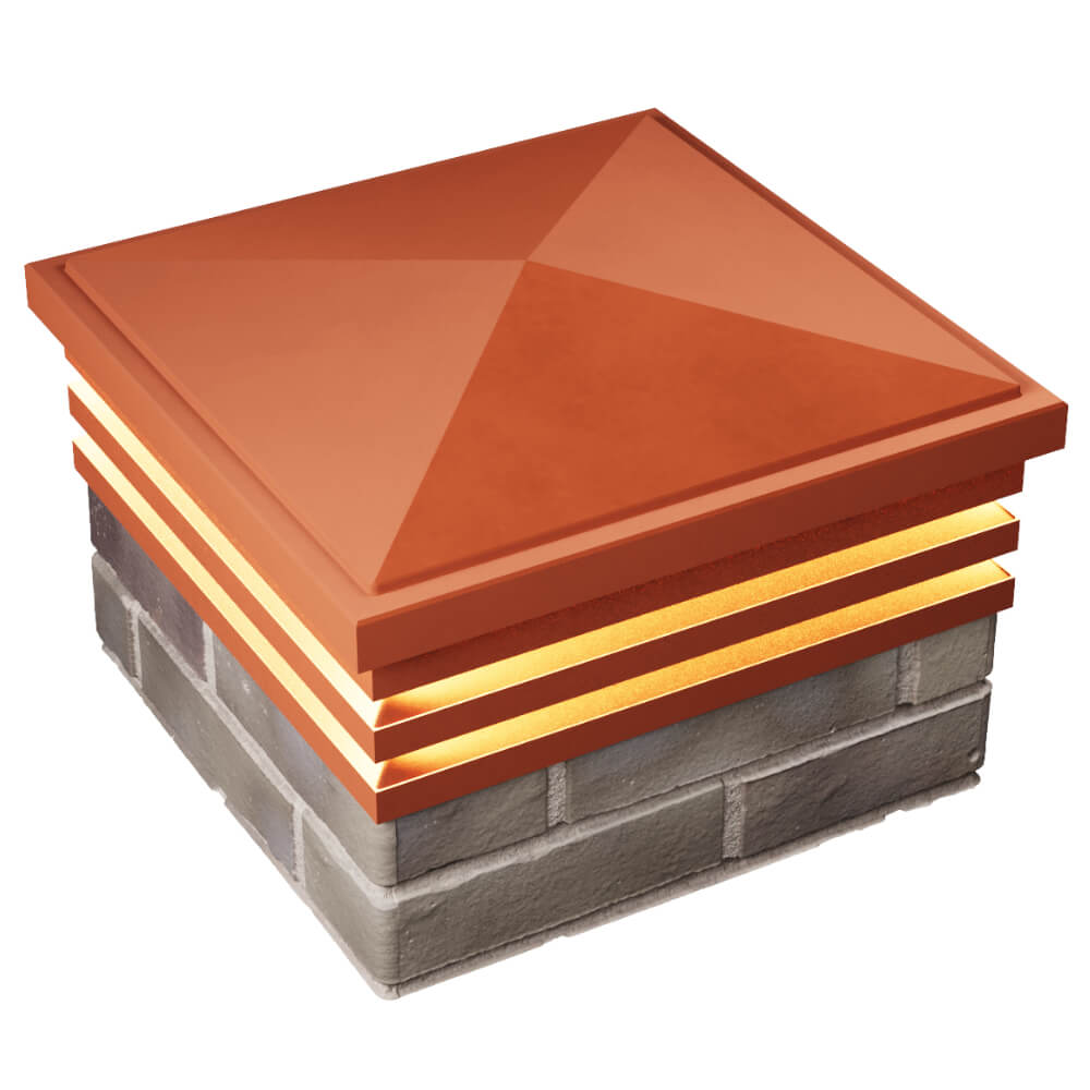 Колпак Zking Бона ХайТек Красный на столб 1.5х1.5 кирпича (385х385мм) с подсветкой в Лобне фото