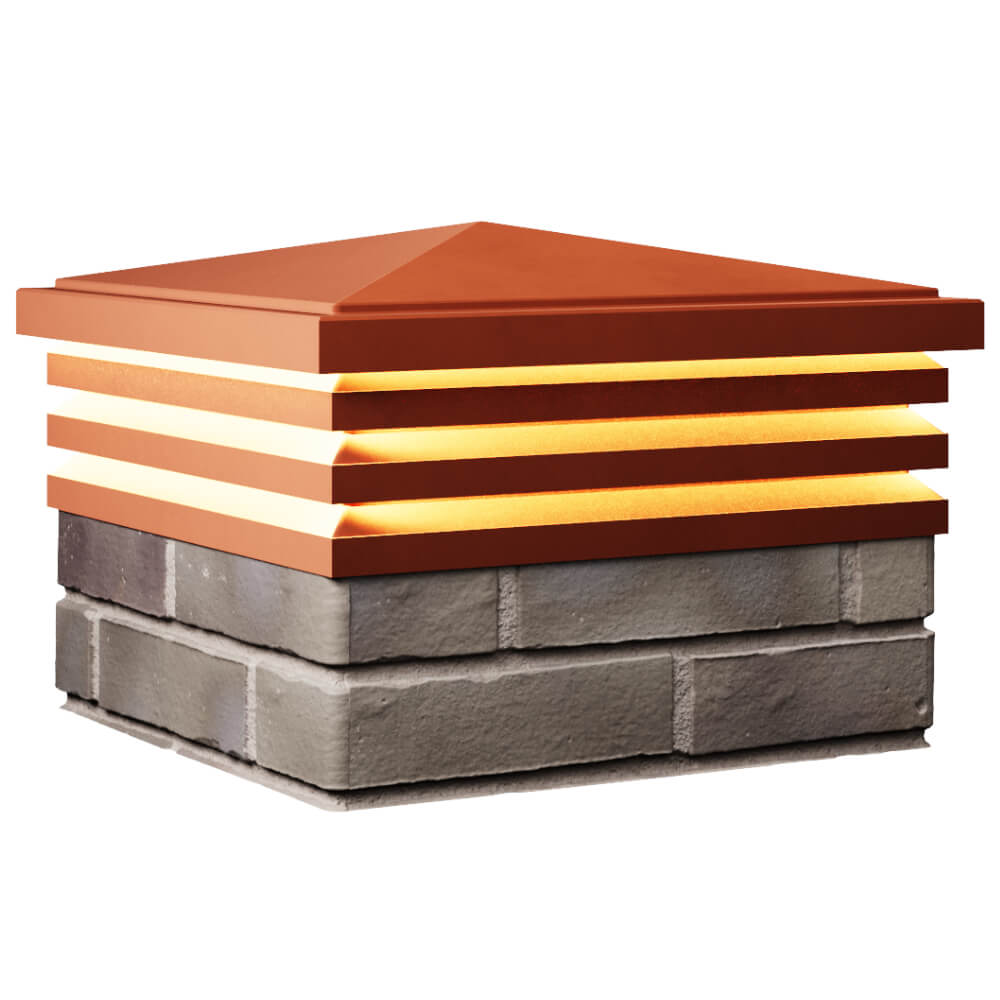 Колпак Zking Бона ХайТек Красный на столб 1.5х1.5 кирпича (385х385мм) с подсветкой в Лобне фото