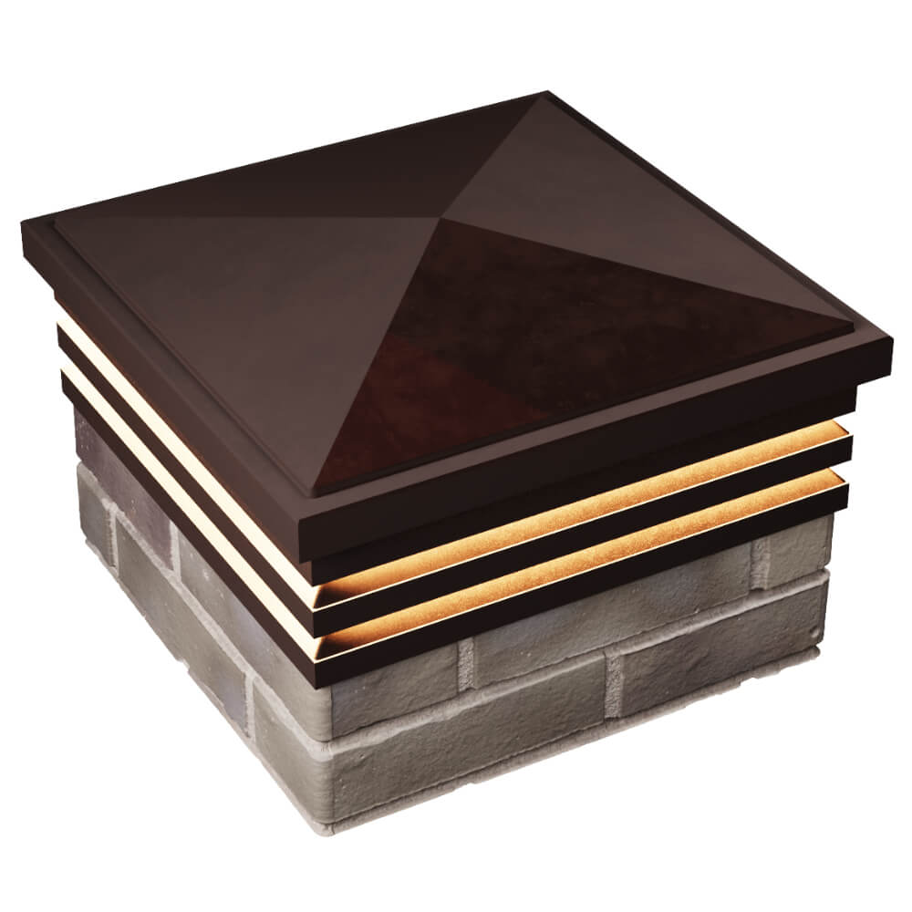 Колпак Zking Бона ХайТек Коричневый на столб 1.5х1.5 кирпича (385х385мм) с подсветкой в Лобне фото