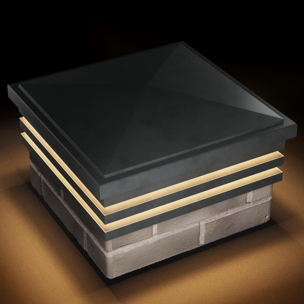 Колпак Zking Бона ХайТек Серый на столб 1.5х1.5 кирпича (385х385мм) с подсветкой в Лобне фото