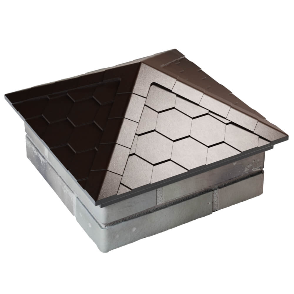 Колпак Zking Эверест Коричневый на столб 1.5х1.5 кирпича (390х390мм) в Лобне фото