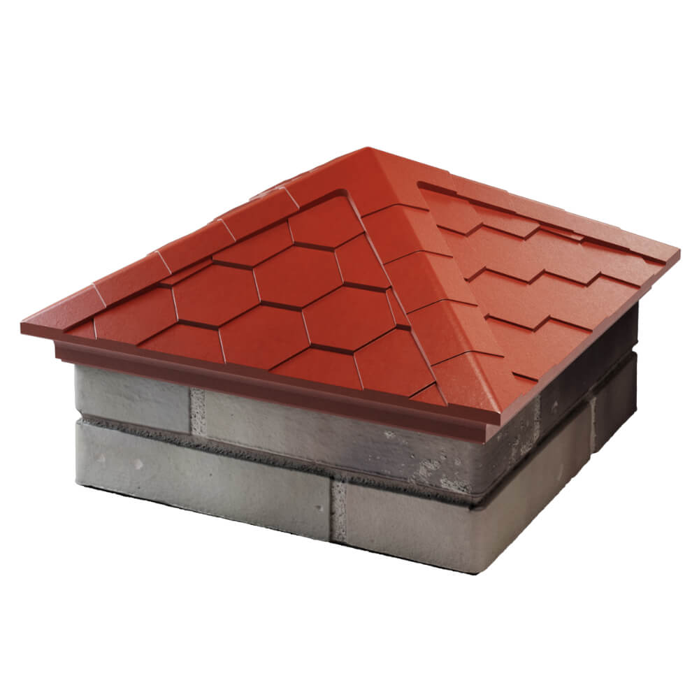 Колпак Zking Эверест Красный на столб 1.5х1.5 кирпича (390х390мм) в Лобне фото