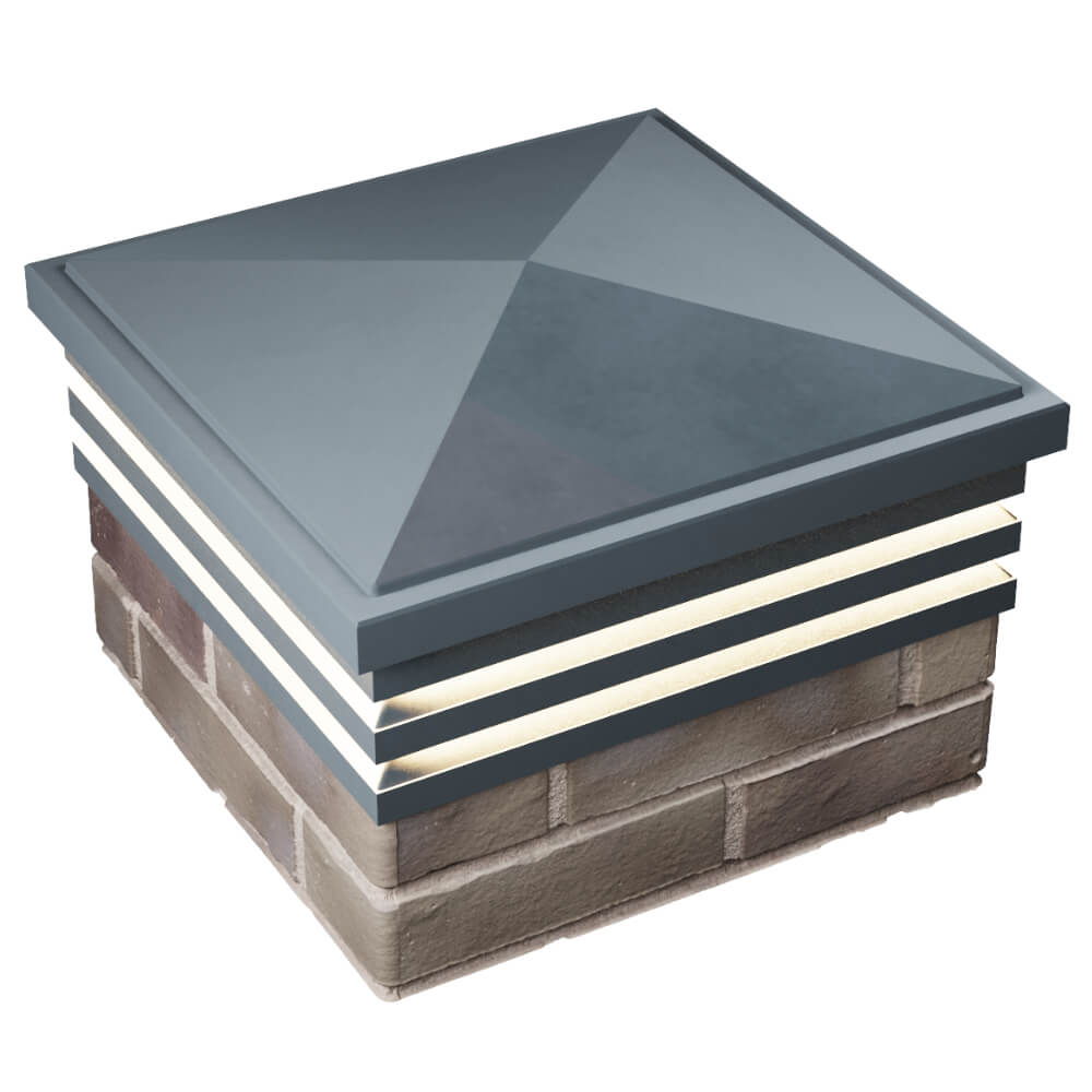 Колпак Zking Бона ХайТек Серый на столб 1.5х1.5 кирпича (385х385мм) с подсветкой в Лобне фото