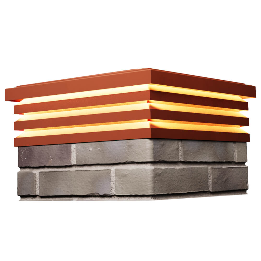 Колпак Zking Бона ХайТек Красный на столб 1.5х1.5 кирпича (385х385мм) с подсветкой в Лобне фото