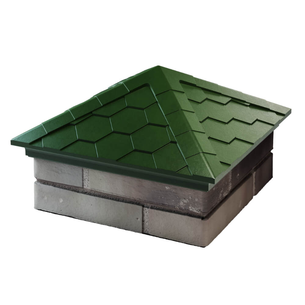 Колпак Zking Эверест Зеленый на столб 1.5х1.5 кирпича (390х390мм) в Лобне фото