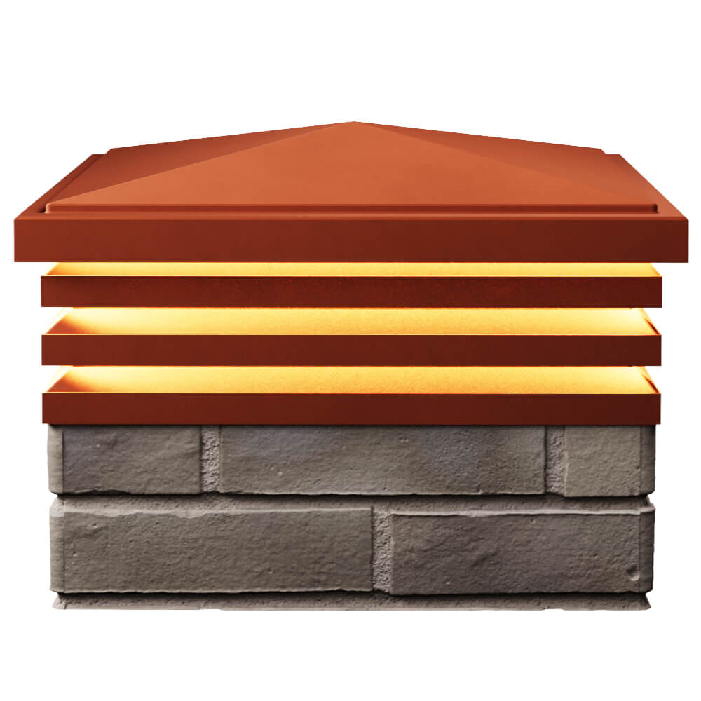 Колпак Zking Бона ХайТек Красный на столб 1.5х1.5 кирпича (385х385мм) с подсветкой в Лобне фото