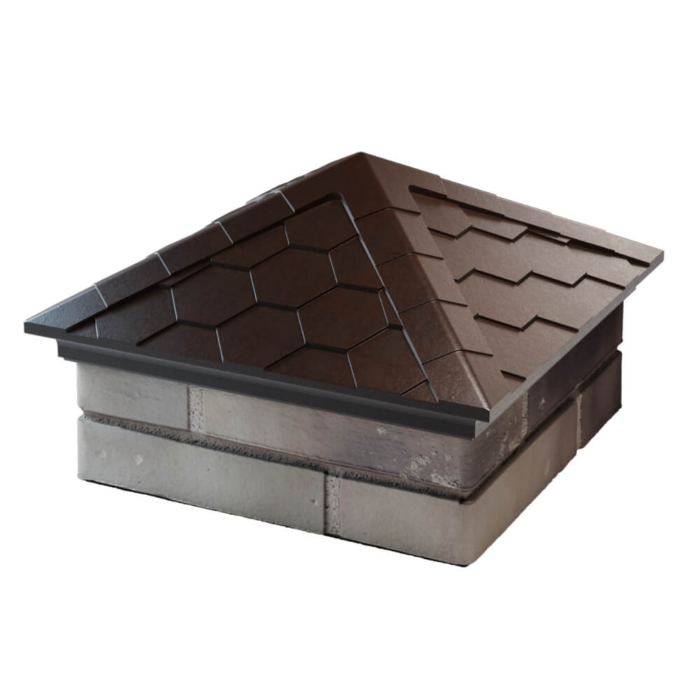 Колпак Zking Эверест Коричневый на столб 1.5х1.5 кирпича (390х390мм) в Лобне фото